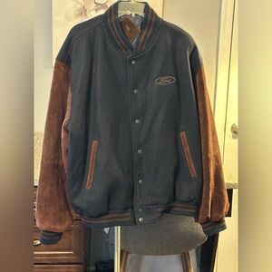 Vintage Ford Letterman Ford Motor Company Varsity Suede Leather & Wool Jacket LG
